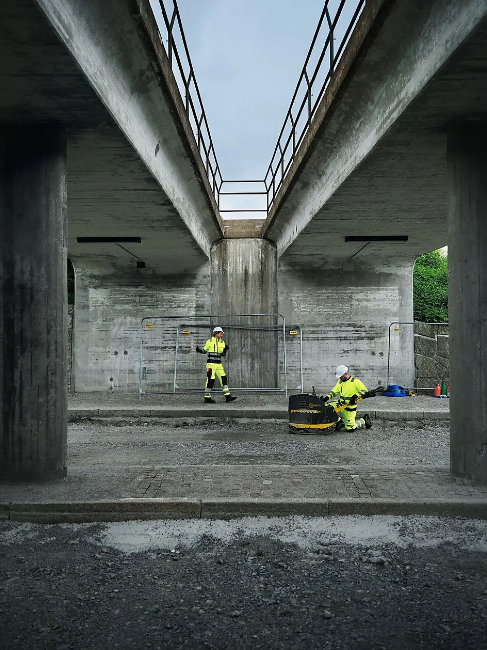 Arbeidsbukse high-vis gul/sort str 58