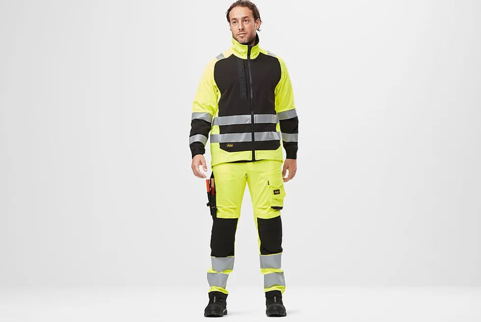 Arbeidsbukse high-vis gul/sort str 58