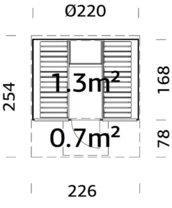 Badstuetønne Anita 1,3+0,7 m2