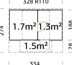 Badstutønne Anette 3,0+1,5 m2