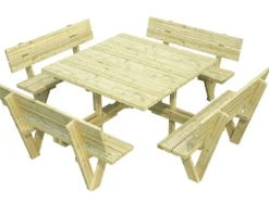 Benksett Arthur m/rygg imp. Bordplate 129x129 cm