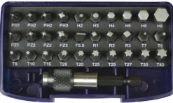 Bitsboks 31 deler blå tecos torx, ph, pz, rett, quick-lock