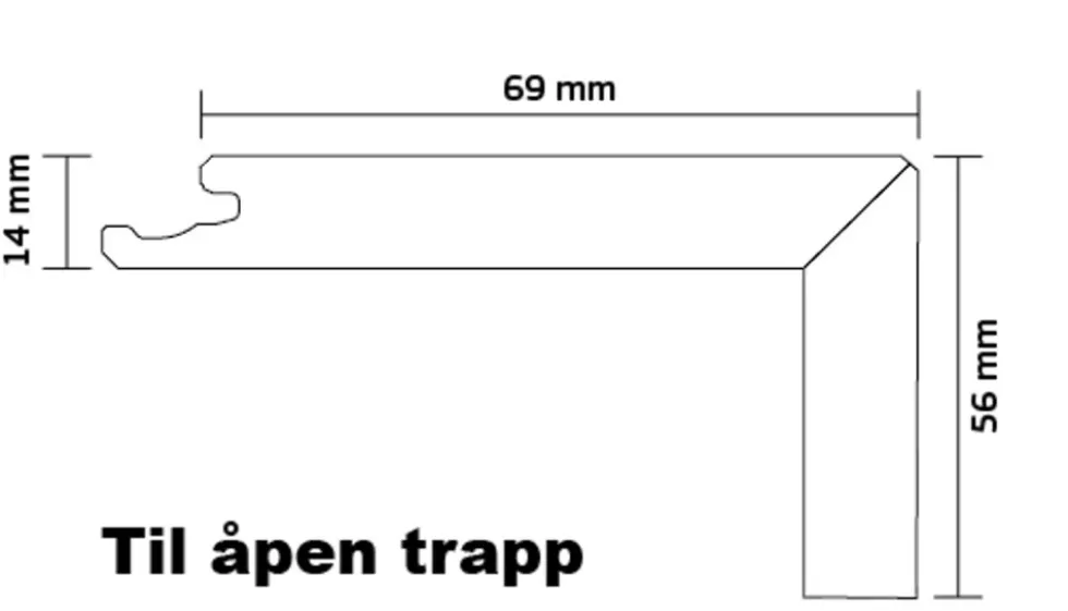 Boen Trappenese Profil B Eik Coral 14x69x56x2200 mm