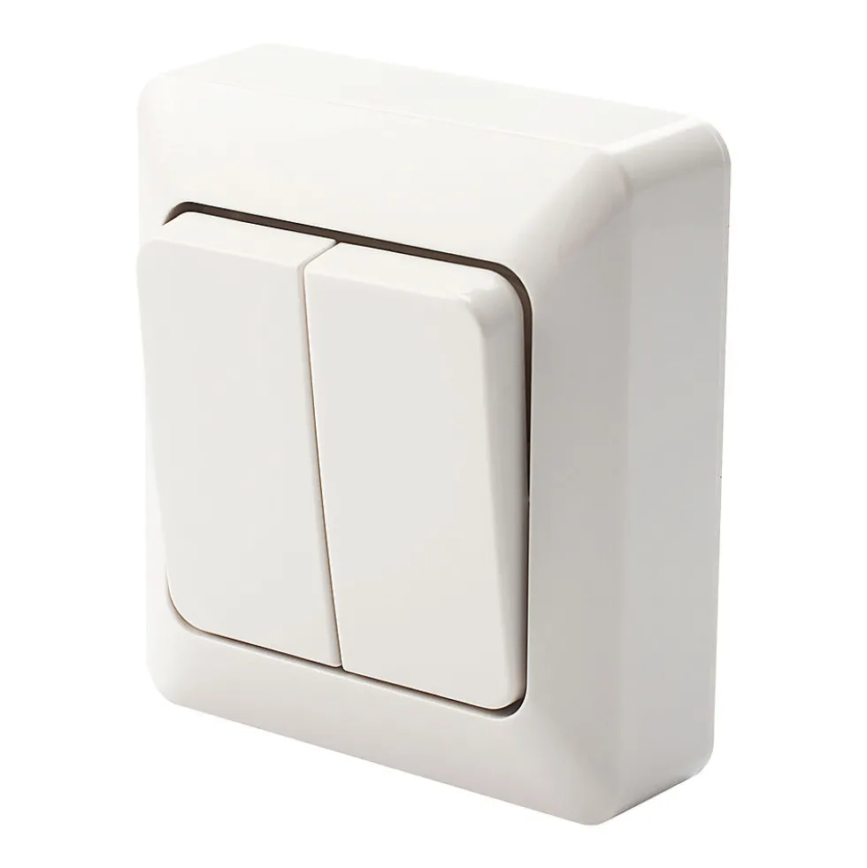 Bryter dobbel 16A 84x74 mm hvit