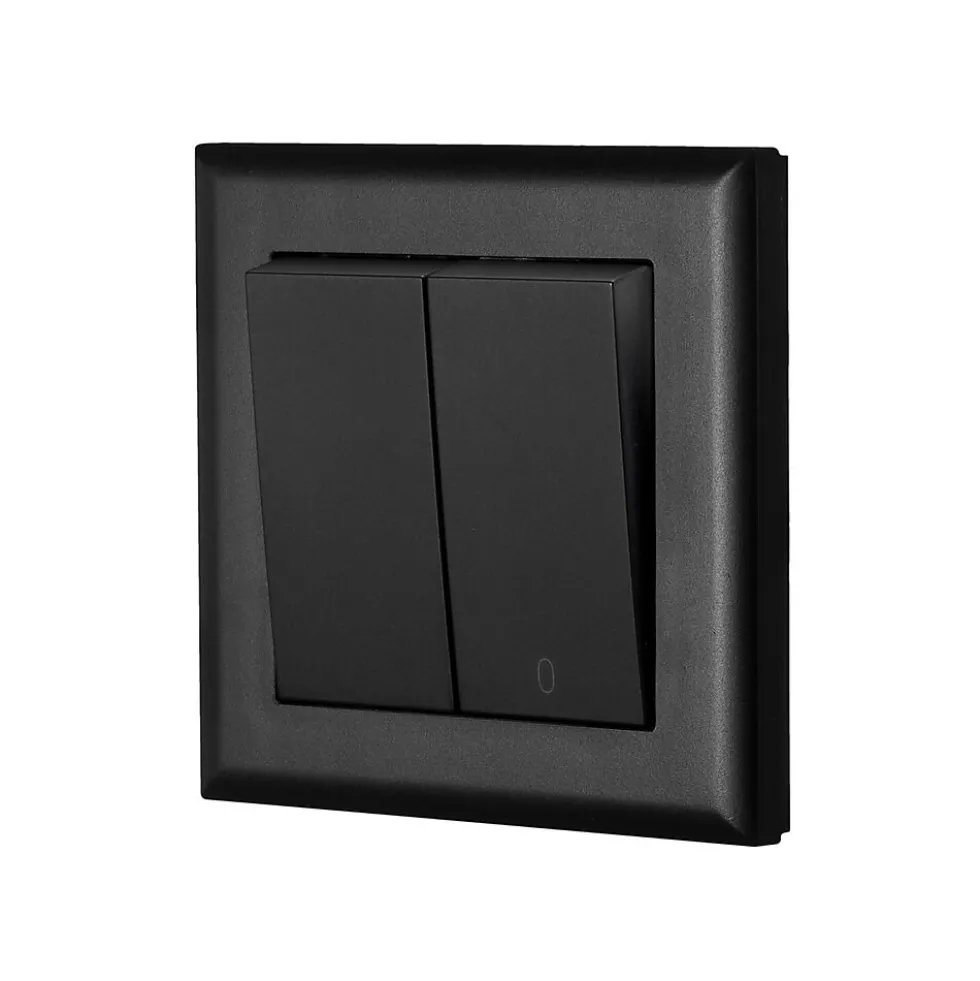 Bryter 2+1-pol innfelt 84x84 mm sort