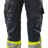 Bukse marine/gul 82c56 19679 hi-vis med knelommer stretchpanel