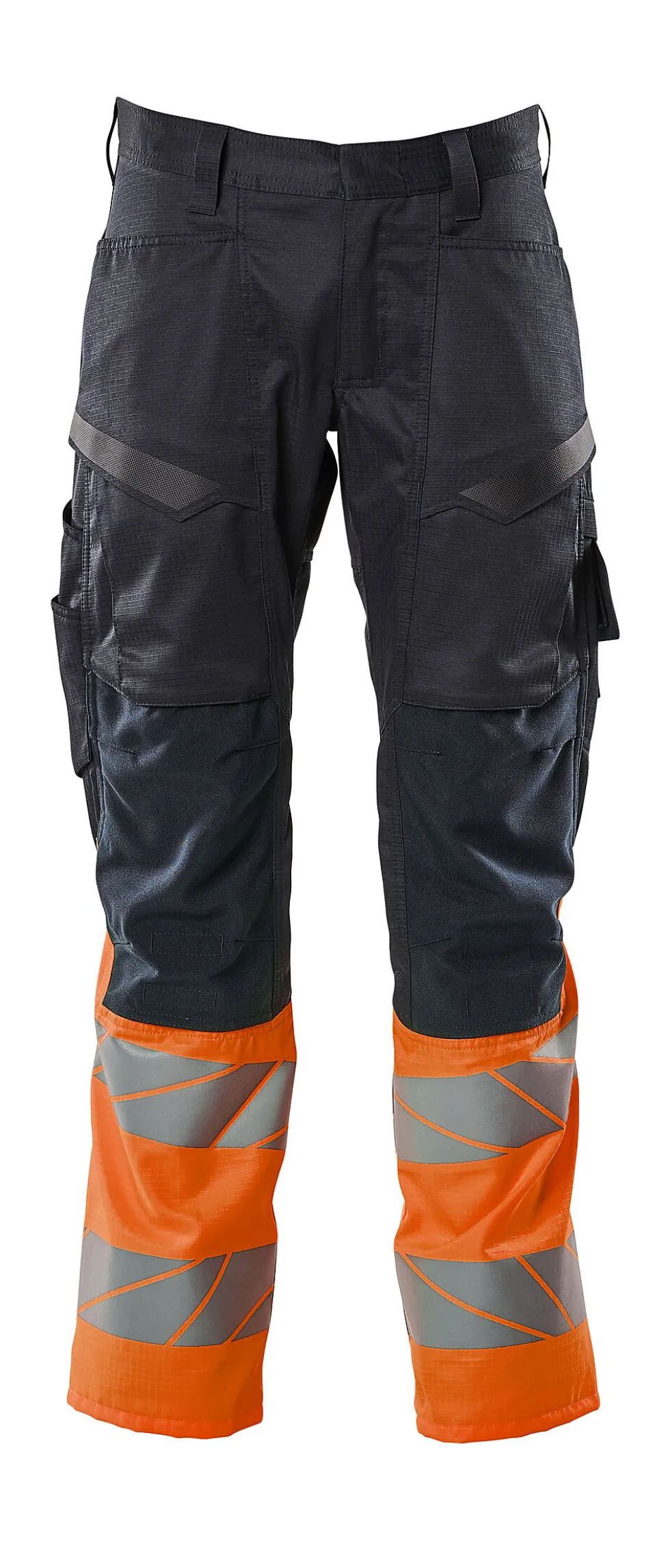 Bukse marine/ora 82c52 19679 hi-vis med knelommer stretchpanel