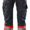 Bukse marine/rød 82c52 19679 hi-vis med knelommer stretchpanel
