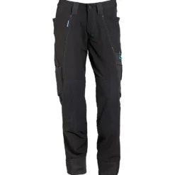 Bukse 17179 svart 76c56 med knælommer, stretch, lav vekt