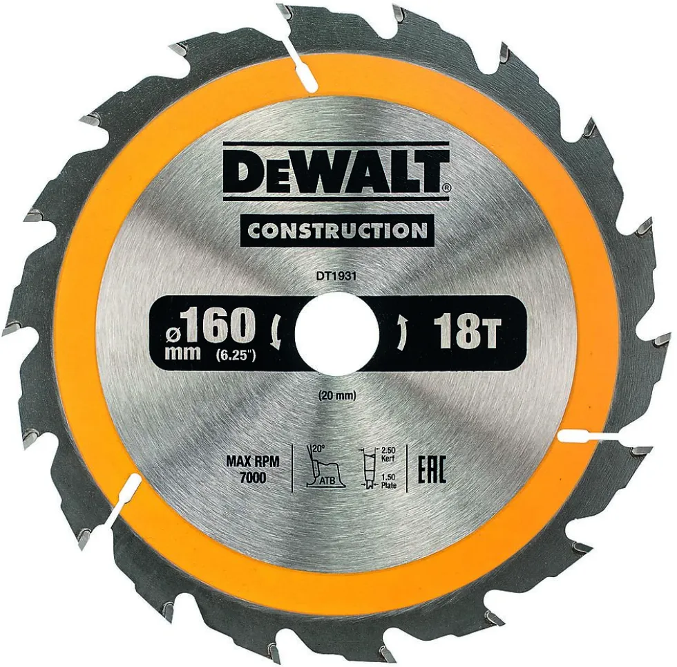 Dewalt Sagblad 160x20mm 18T DT1931