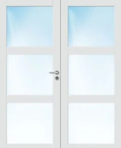 Dobbel innerdør Base 3 med glass hvit 153x210 cm