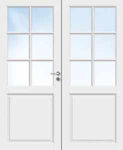 Dobbel innerdør Jonas halvglass hvit 153x210 cm