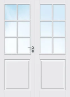 Dobbel innerdør Kari halvglass hvit 153x210 cm