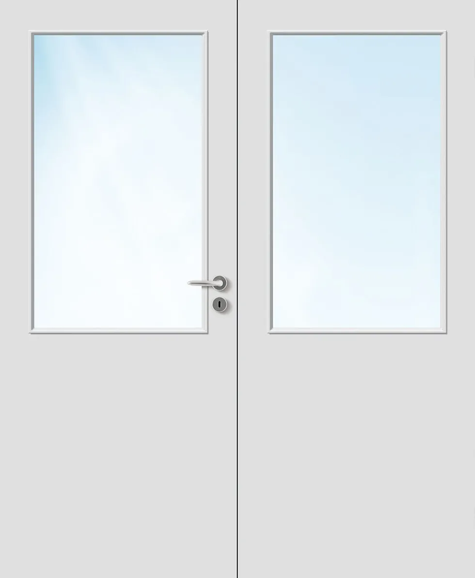 Dobbel innerdør Sletten halvglass hvit 153x210 cm