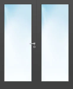 Dobbel innerdør Sletten Kompakt helglass hvit 153x210 cm