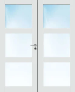 Dobbel innerdør Stil 3 med glass hvit 153x210 cm