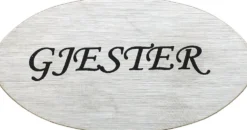 Dørskilt oval matt krom GJESTER