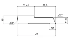 Fotlist profilert 15x70 mm hvitmalt furu NCS S0502Y