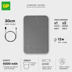 GP Powerbank Plus 5000mAh Black