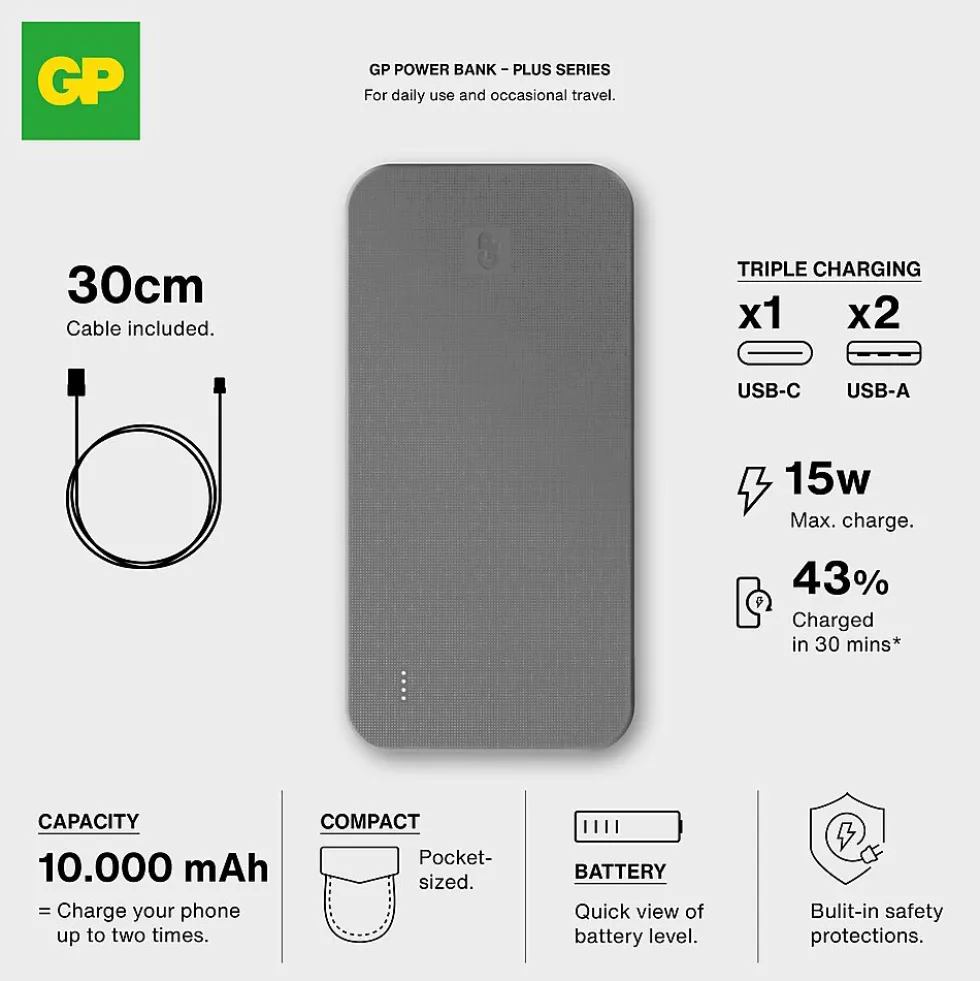 GP Powerbank Plus 10000mAh Black
