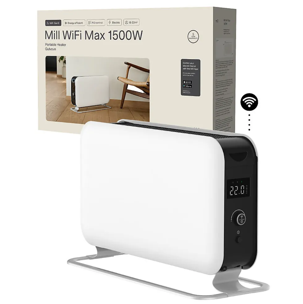 Gulvovn med WiFi 1500W hvit
