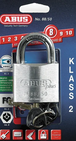 Hengelås abus 88/50c fg kl.2 blister pakning