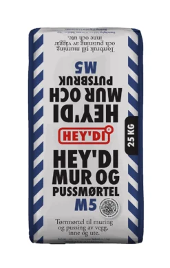 Heydi mur&puss m5 25kg mørtel tørrmørtel, plastsekk