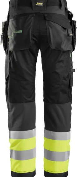 Håndverksbukse 6931 FlexiWork+ kl.1 Sort/HiVis gul str 92