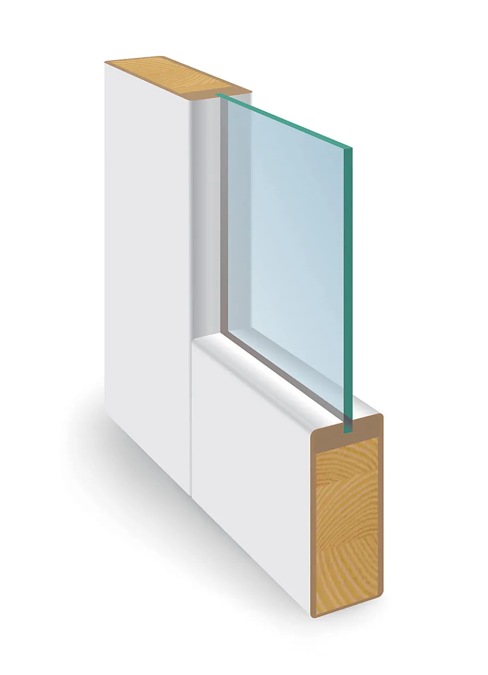 Innerdør Base 3 med glass hvit 80x200 cm