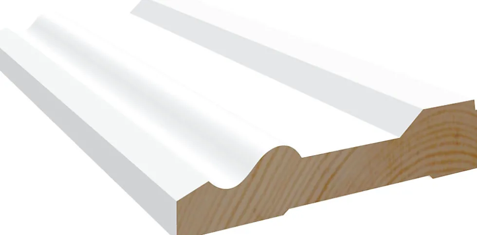 Karmlist vindu furu profilert sett 2 stk hvit bomull S0502-Y 15x70x1800 mm