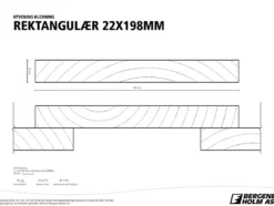 Kledning rektangulær CU-imp 22x198x7200 mm stk