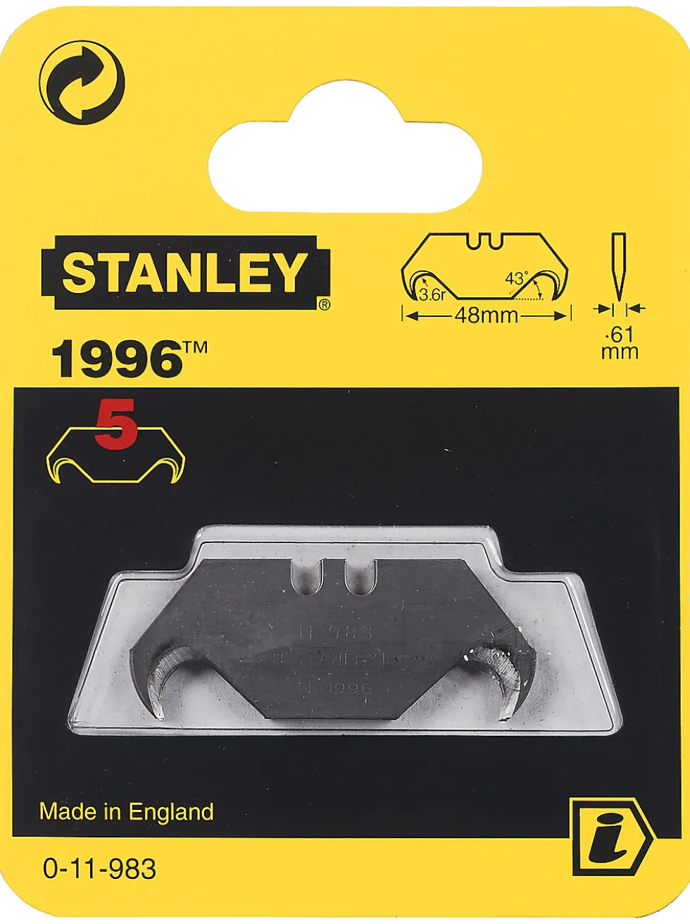 Knivblad 0-11-983 krok uten hull pakke a 5 stk