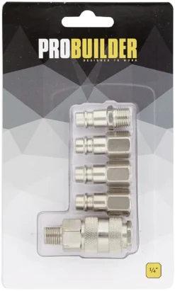 Koplingsett trykkluft 5deler 1/4" probuilder