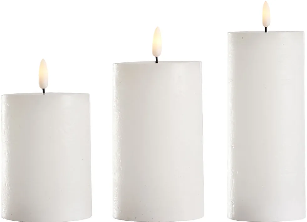 Kubbelys med 3D-LED flamme 3 stk
