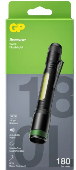 Lommelykt med COB-sidelys C33 180 lumen