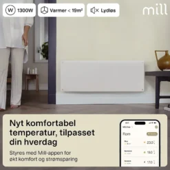Mill panelovn WiFi Gen 4 1300W hvit