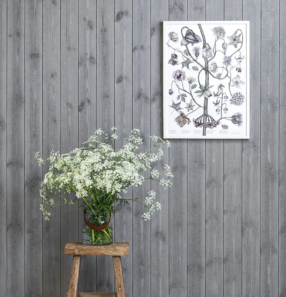 Panel 13x145 mm børstet stengrå furu