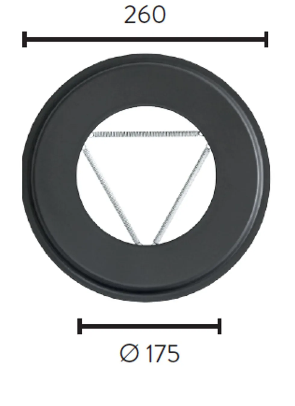 Pyntering ø175 ø260 utv sort mbe matt sort emalje 2,3mm