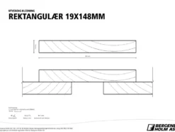 Rektangulær kledning 19x148 mm grunnet gran