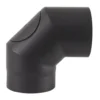 Røykrør ø150 90gr 3-delt m/l bp sort metallic lakk 2mm med luke