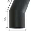 Røykrør ø150 22 gr kne u/luke 2,3mm matt sort emalje