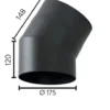 Røykrør ø175 30gr kne uten luke mbe matt sort emalje 2,3mm