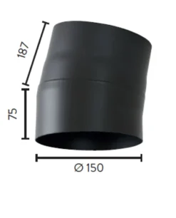 Røykrør ø150 10gr uten luke bp sort metallic lakk 2mm