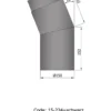 Røykrør vinkel ø150mm 22° kort sort