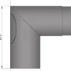 Røykrør vinkel ø150mm 90° sort m/luke