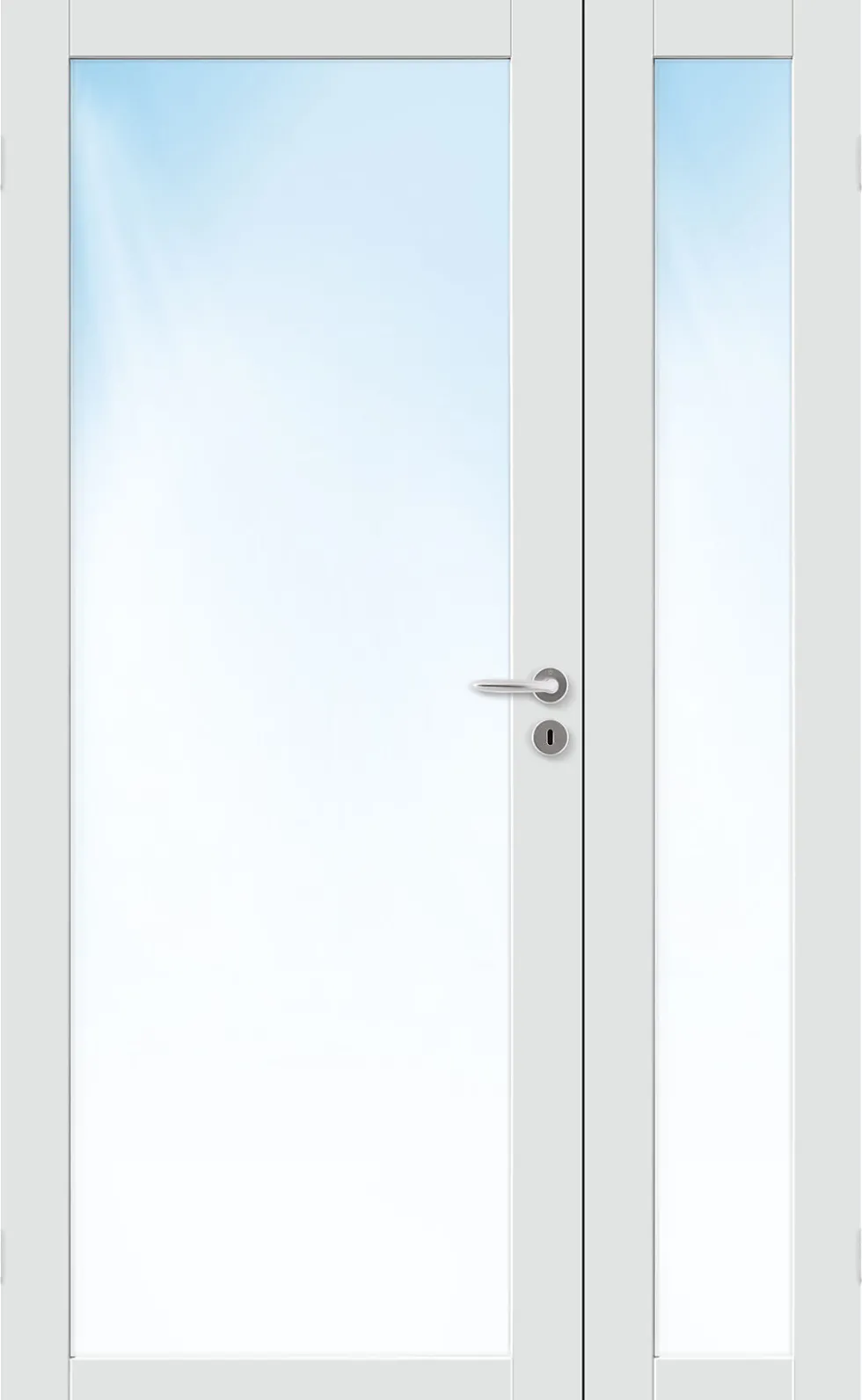 Sidefelt innerdør Base 1 med glass hvit 40x210 cm