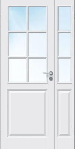 Sidefelt innerdør Kari Kompakt halvglass hvit 40x210 cm