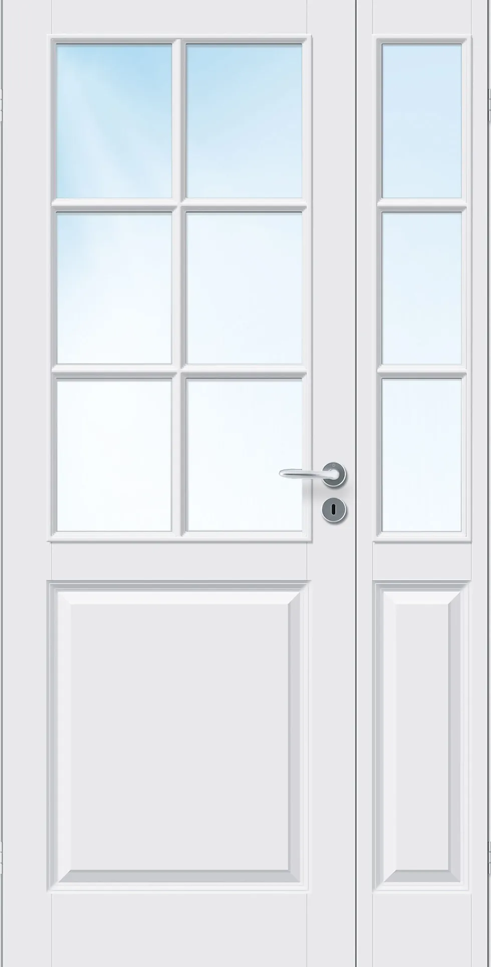 Sidefelt innerdør Kari Kompakt halvglass hvit 40x210 cm