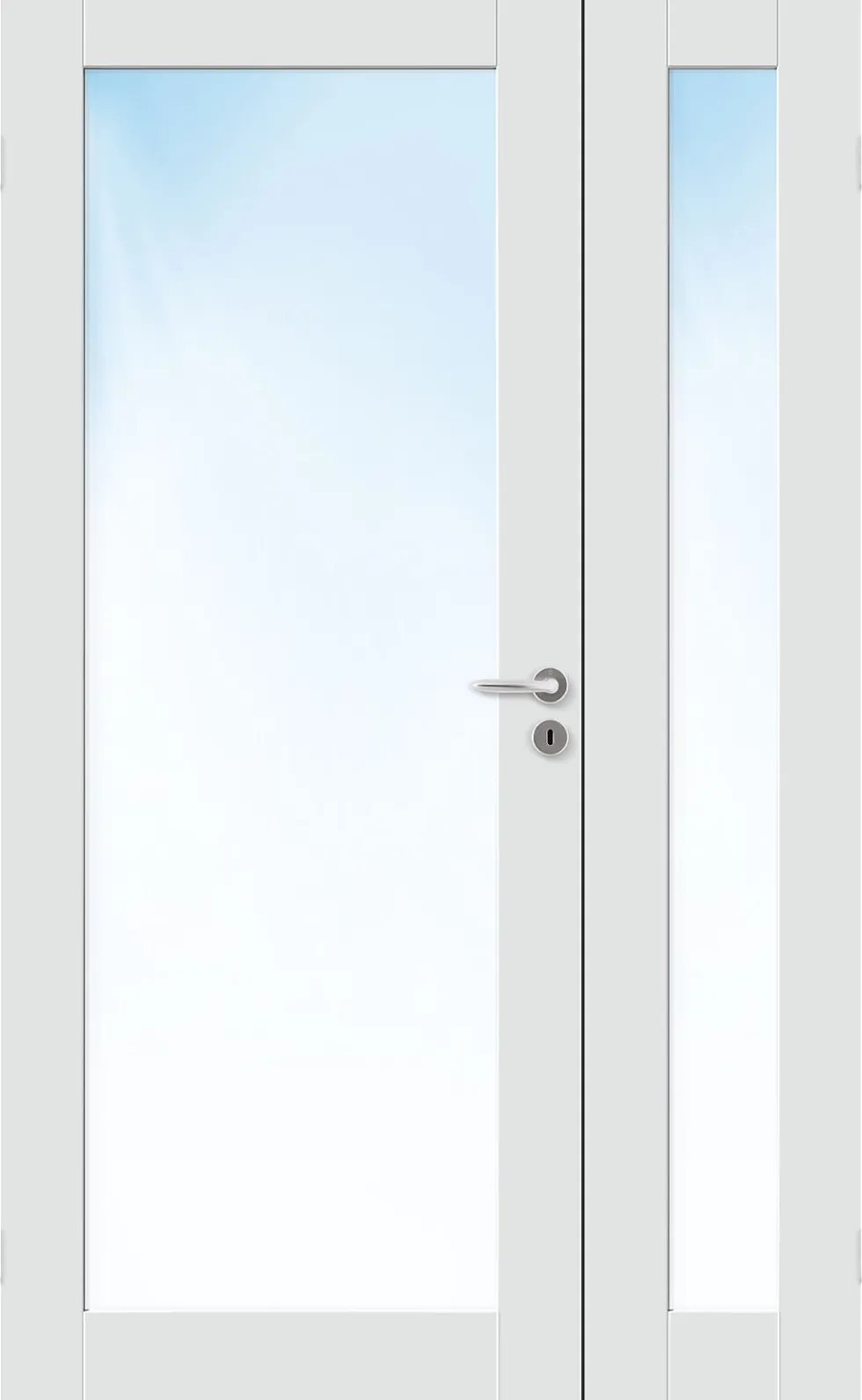 Sidefelt innerdør Stil 1 med glass hvit 40x210 cm