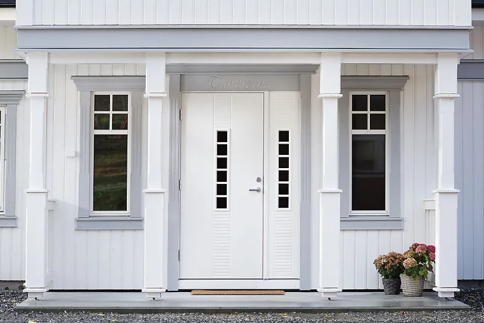 Sidefelt ytterdør Lillehammer med glass hvit 40x210 cm